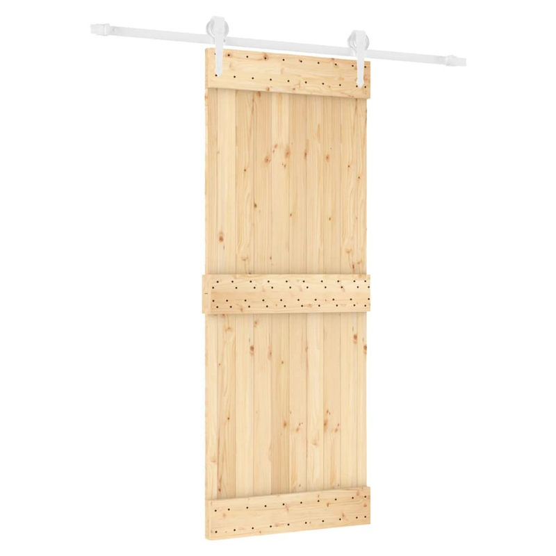 Sliding Door with Hardware Set 80x210 cm Solid Wood Pine