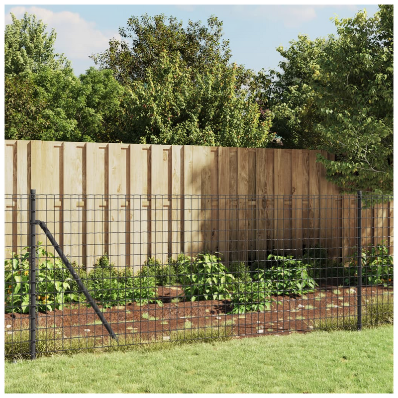 Wire Mesh Fence with Flange Anthracite 0.8x25 m