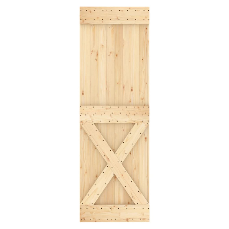 Sliding Door with Hardware Set 80x210 cm Solid Wood Pine