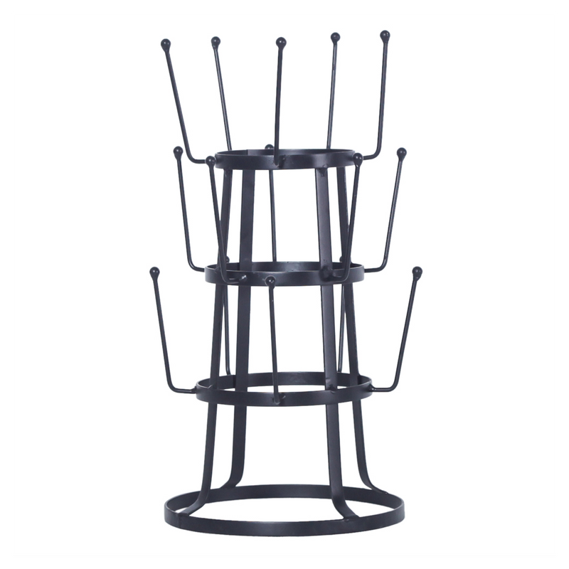 Stylish Steel Mug Tree Holder Organizer Rack Stand (Black)