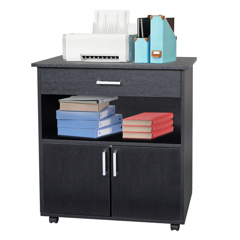 One Drawer One Layer Frame Double Doors MDF And PVC Wooden Filing Cabinet Black