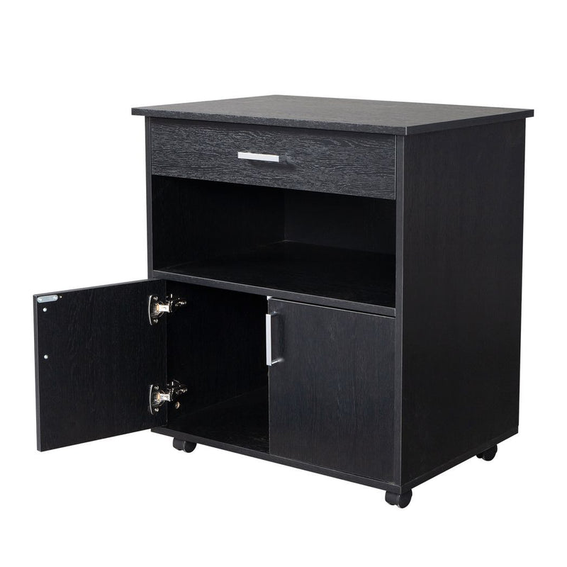 One Drawer One Layer Frame Double Doors MDF And PVC Wooden Filing Cabinet Black