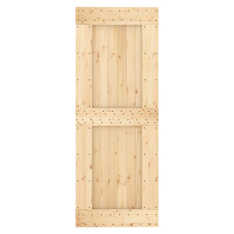 Sliding Door with Hardware Set 80x210 cm Solid Wood Pine