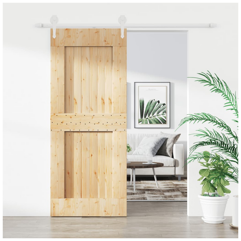 Sliding Door with Hardware Set 85x210 cm Solid Wood Pine