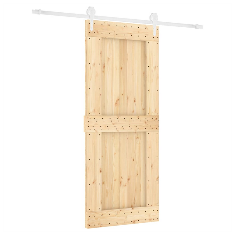 Sliding Door with Hardware Set 85x210 cm Solid Wood Pine