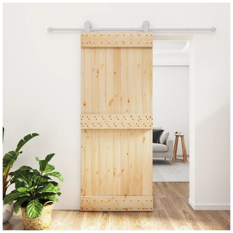 Sliding Door with Hardware Set 85x210 cm Solid Wood Pine