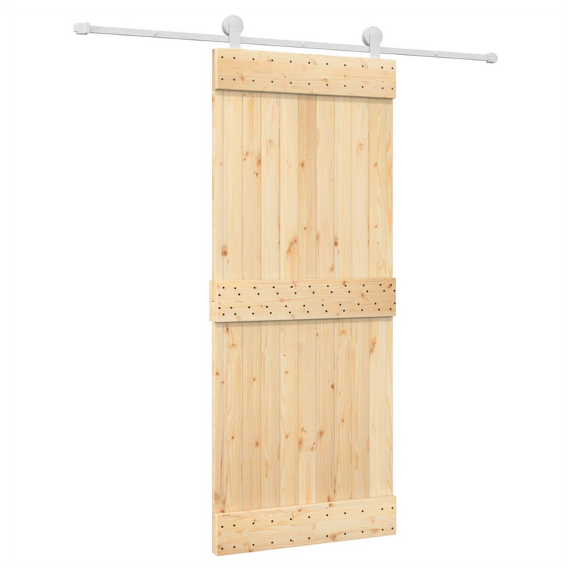 Sliding Door with Hardware Set 85x210 cm Solid Wood Pine