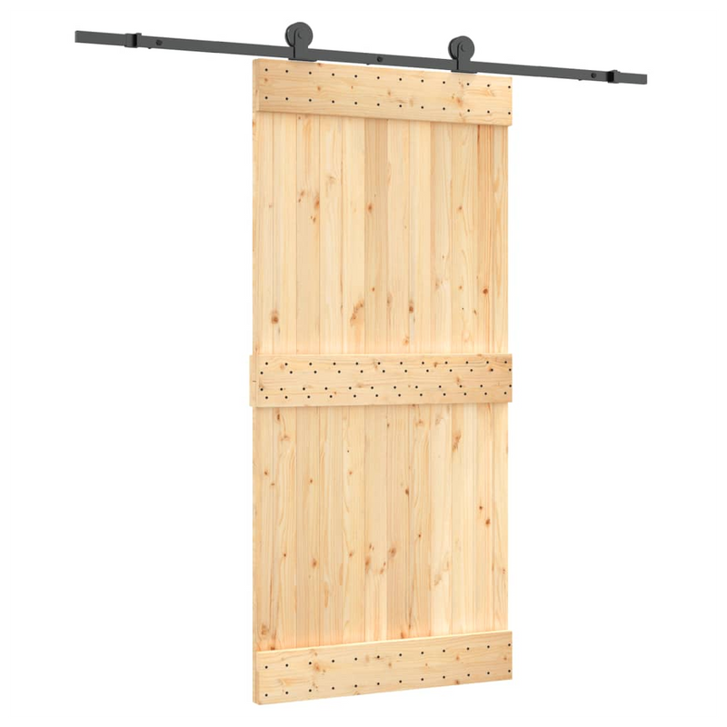 Sliding Door with Hardware Set 95x210 cm Solid Wood Pine