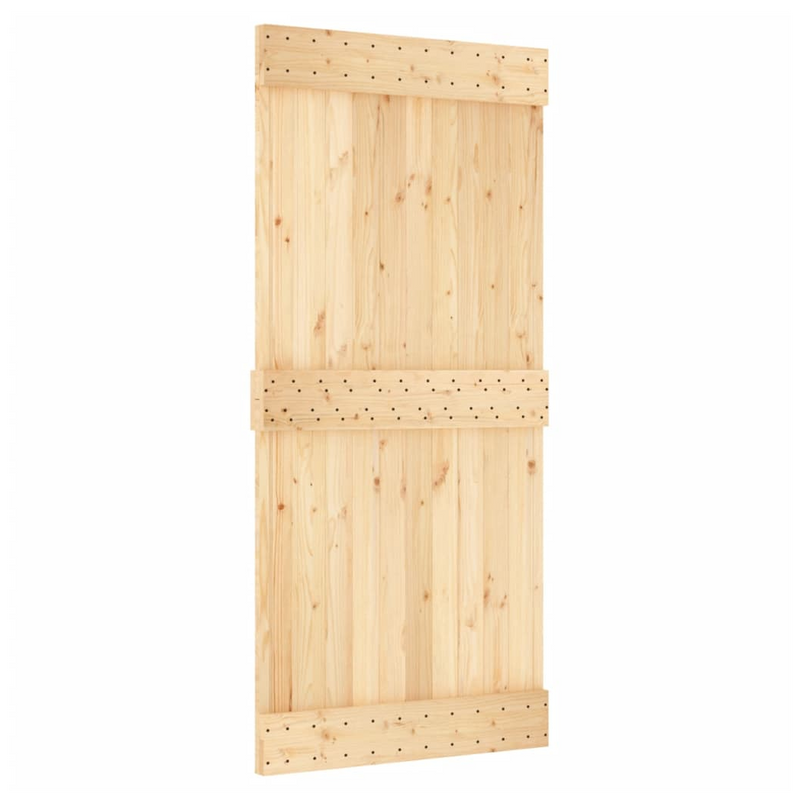 Sliding Door with Hardware Set 95x210 cm Solid Wood Pine