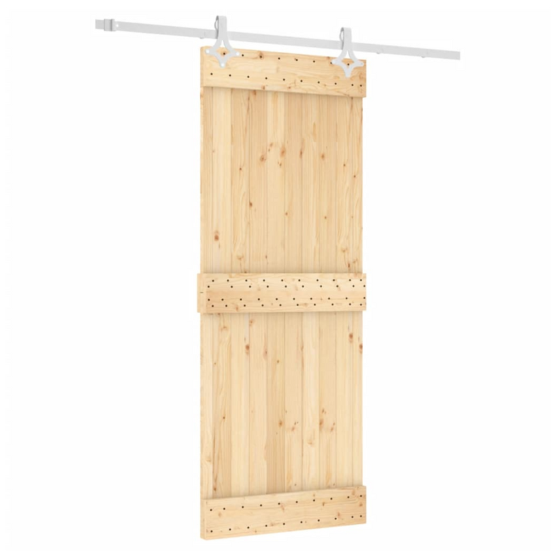 Sliding Door with Hardware Set 80x210 cm Solid Wood Pine