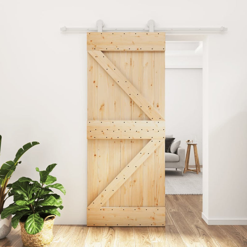 Sliding Door with Hardware Set 85x210 cm Solid Wood Pine