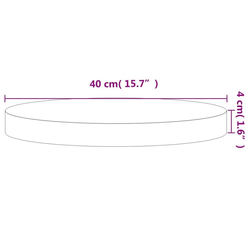 Table Top 40x4 cm Round Solid Wood Beech