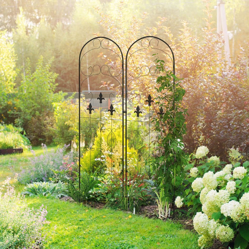 Outsunny Set of 2 Metal Trellis for Climbing Plants, Scrolls Design