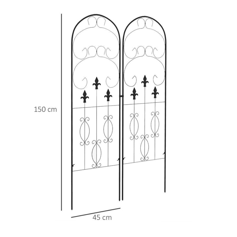 Outsunny Set of 2 Metal Trellis for Climbing Plants, Scrolls Design