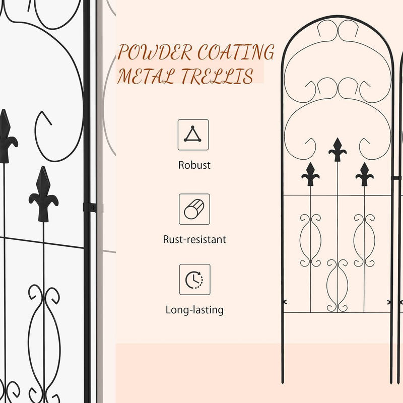 Outsunny Set of 2 Metal Trellis for Climbing Plants, Scrolls Design