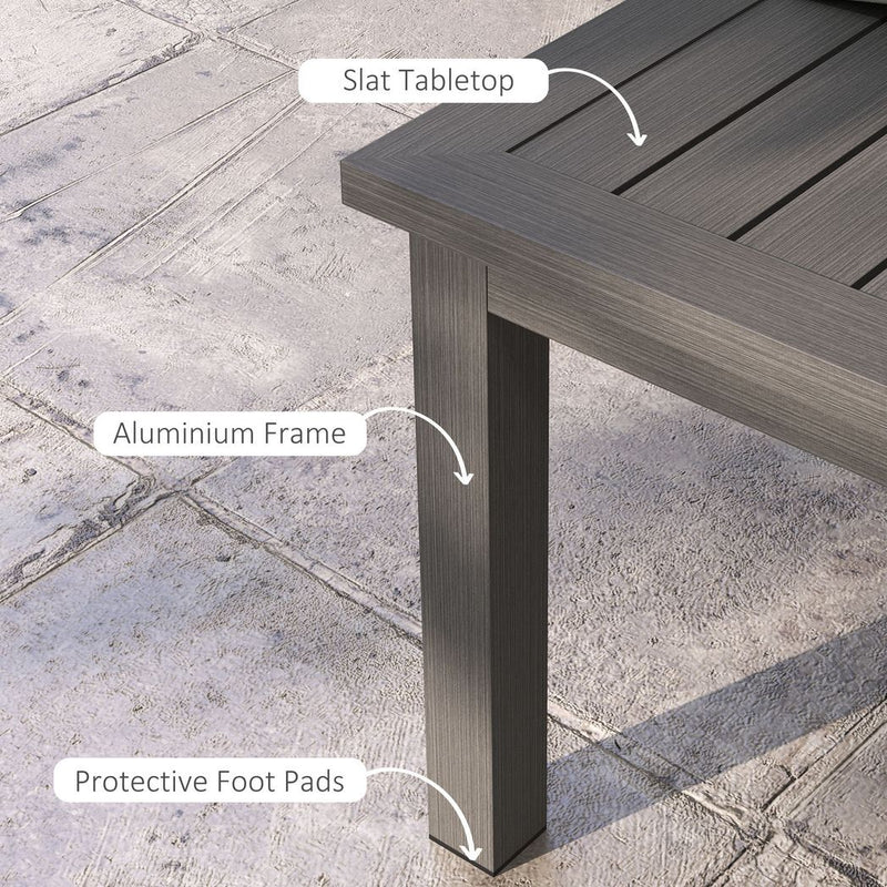 Outsunny Aluminium Outdoor Coffee Table Patio Table with Brown Wood Grain Effect