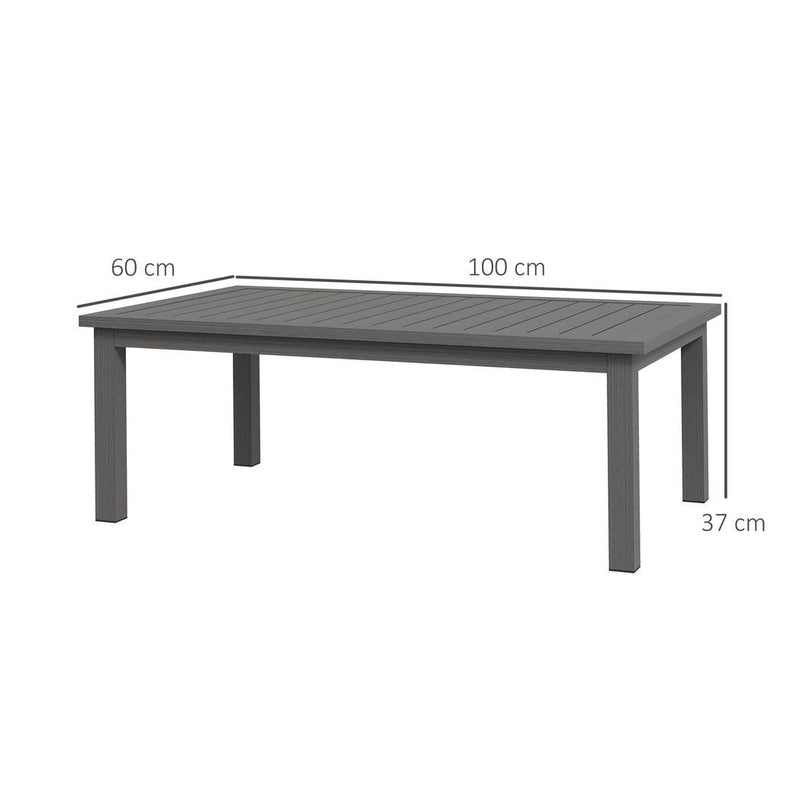 Outsunny Aluminium Outdoor Coffee Table Patio Table with Brown Wood Grain Effect