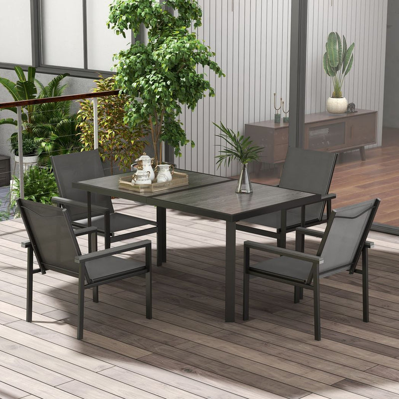 Outsunny 7 Piece Garden Dining Set, Outdoor Table and 6 Chairs, Grey