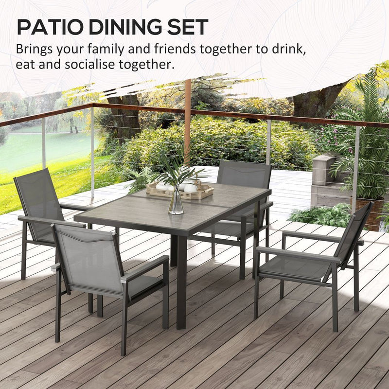 Outsunny 7 Piece Garden Dining Set, Outdoor Table and 6 Chairs, Grey