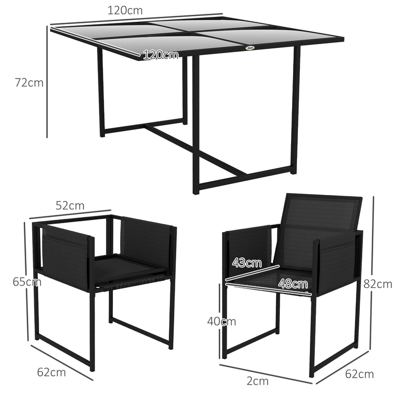 Outsunny 4 Seater Outdoor Table and Chairs with Adjustable Backrest for Garden