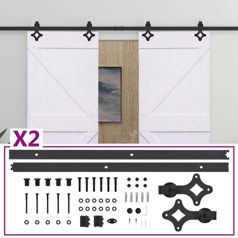 Sliding Door with Hardware Set 100x210 cm Solid Pine Wood White