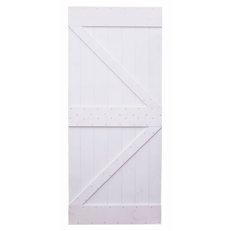 Sliding Door with Hardware Set 100x210 cm Solid Pine Wood White