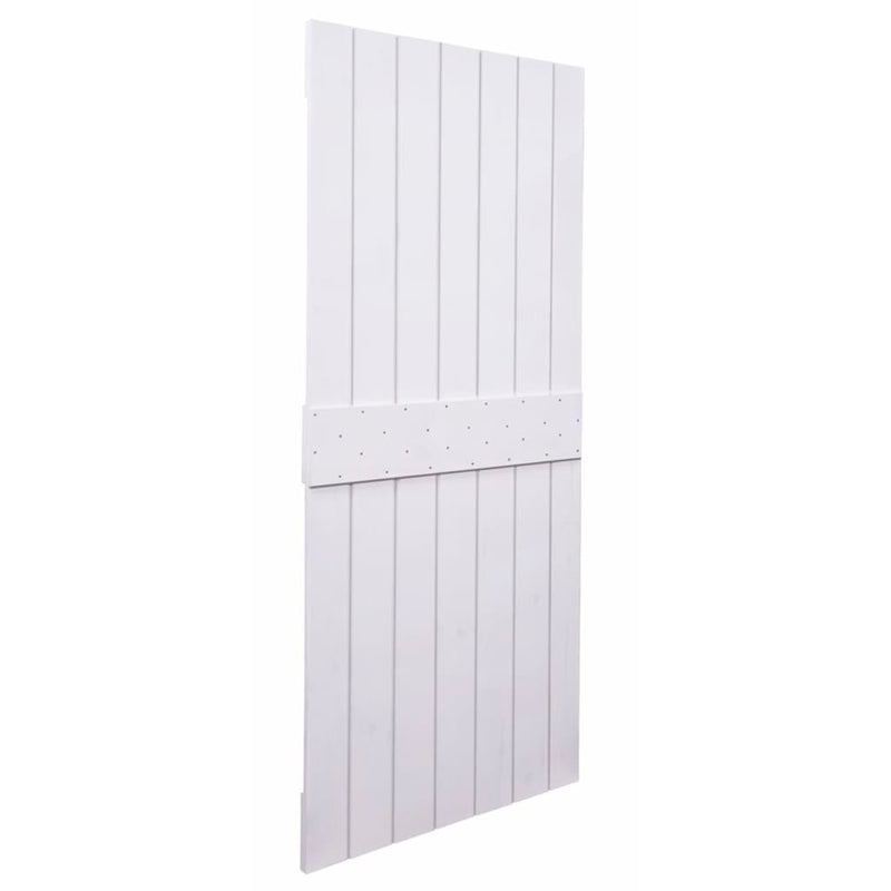 Sliding Door with Hardware Set 100x210 cm Solid Pine Wood White