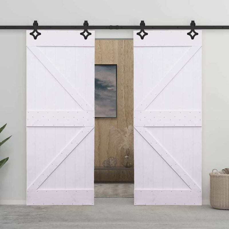 Sliding Door with Hardware Set 100x210 cm Solid Pine Wood White