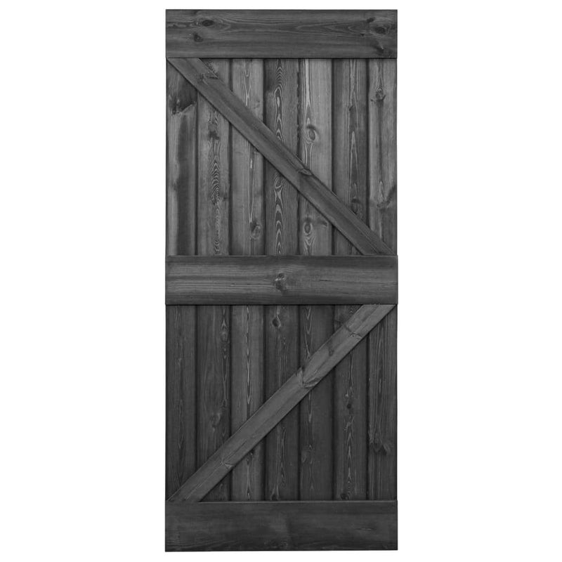 Sliding Door with Hardware Set 80x210 cm Solid Pine Wood Black