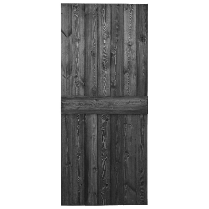 Sliding Door with Hardware Set 100x210 cm Solid Pine Wood Black