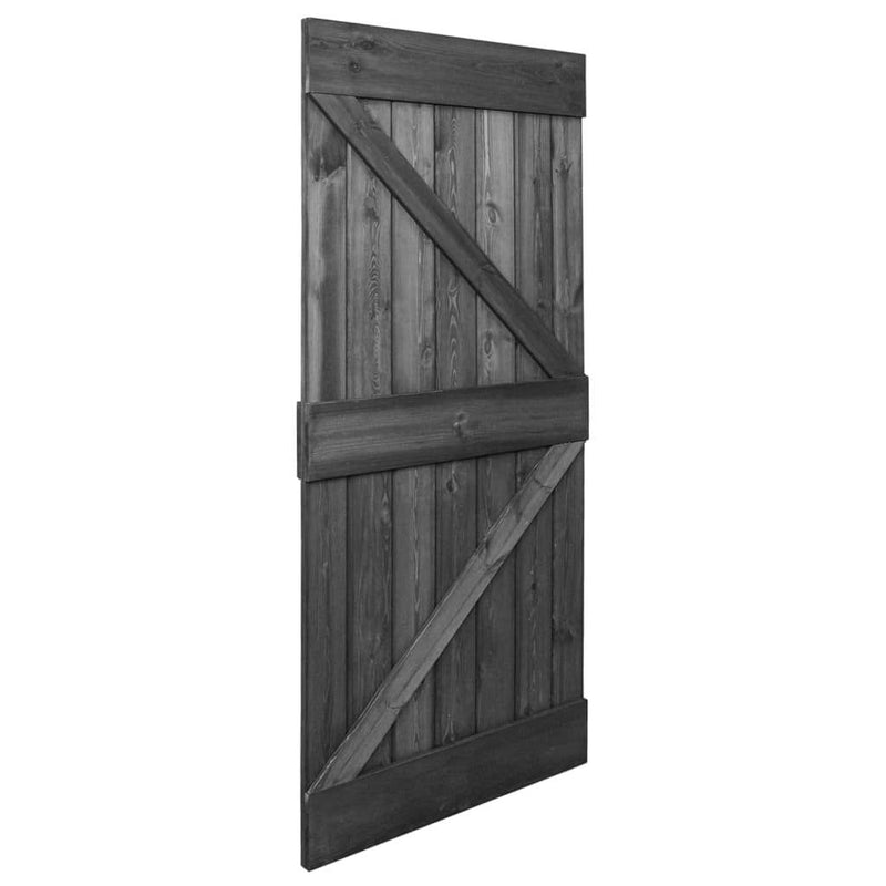 Sliding Door with Hardware Set 100x210 cm Solid Pine Wood Black