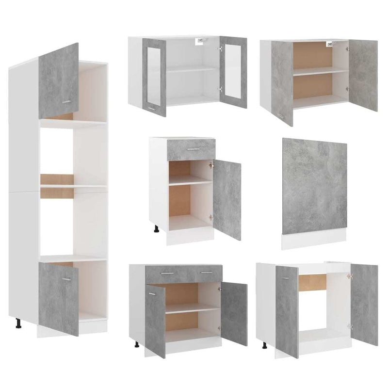 7 Piece Kitchen Cabinet Set Concrete Grey Engineered Wood