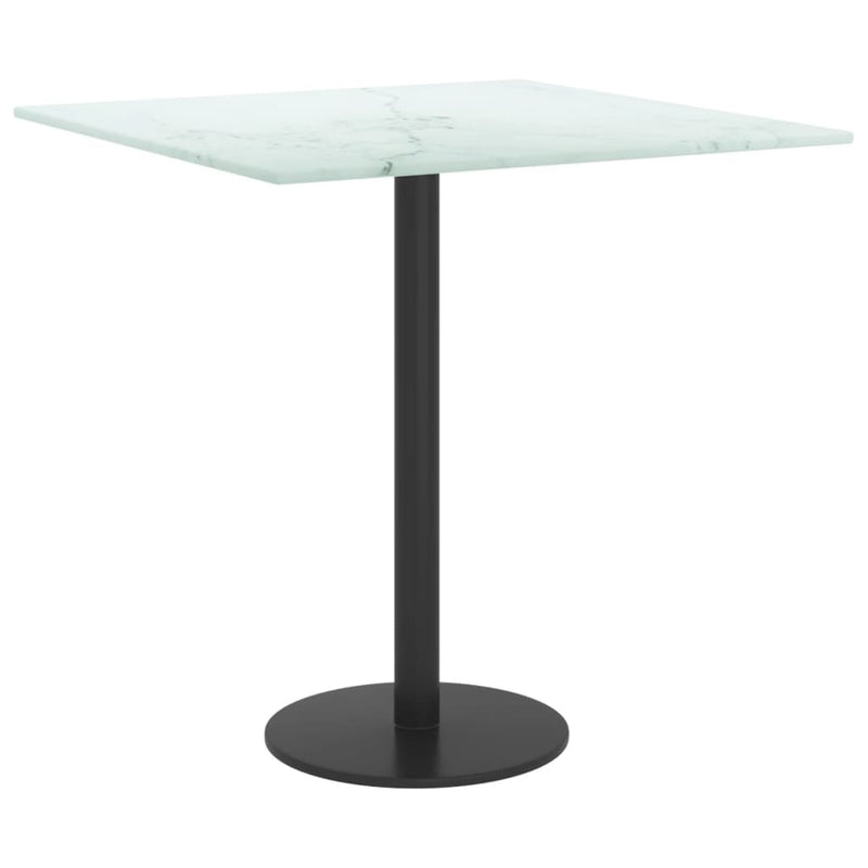 Table Top White 40x40 cm 6 mm Tempered Glass with Marble Design