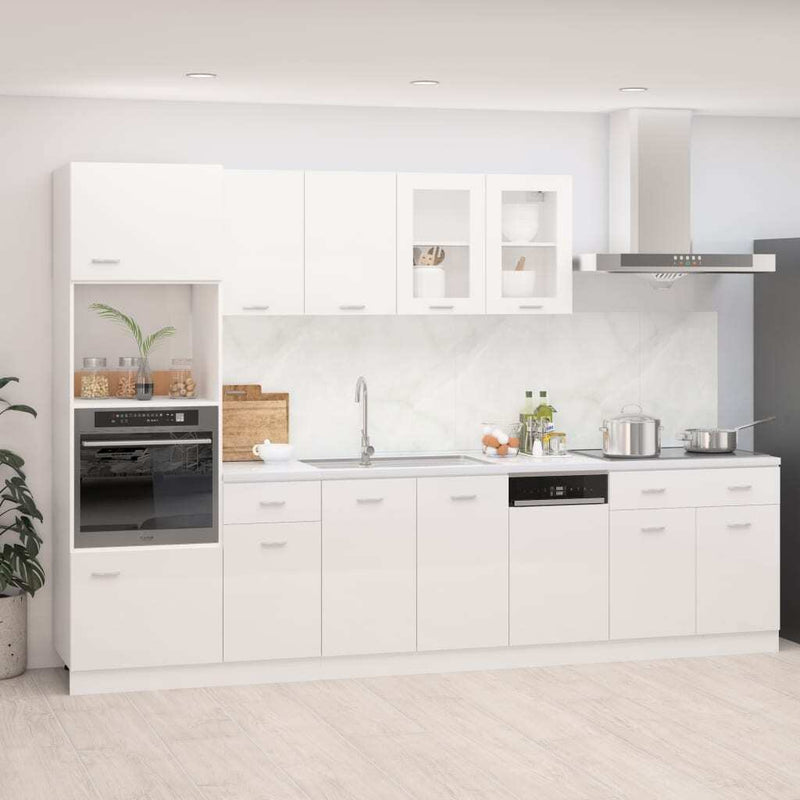 7 Piece Kitchen Cabinet Set High Gloss White Engineered Wood