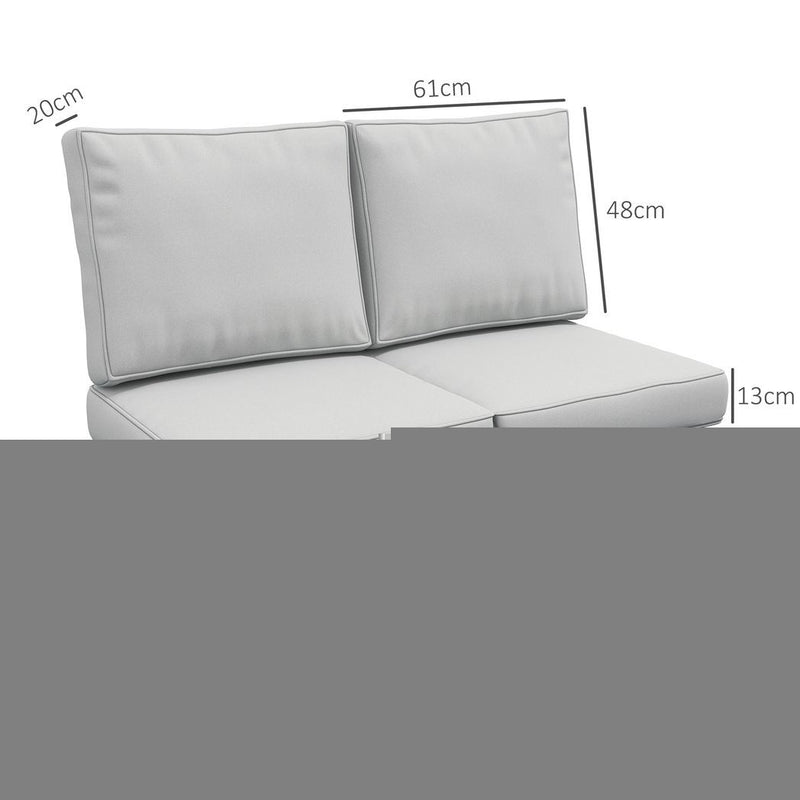 Outsunny 2 Seater Outdoor Seat Cushion with Back, for Garden, Light Grey