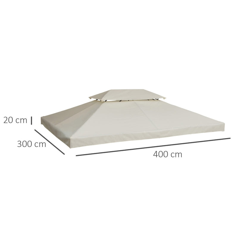 3x4 m 2-Tier Waterproof Gazebo Replacement Top-Cream-White