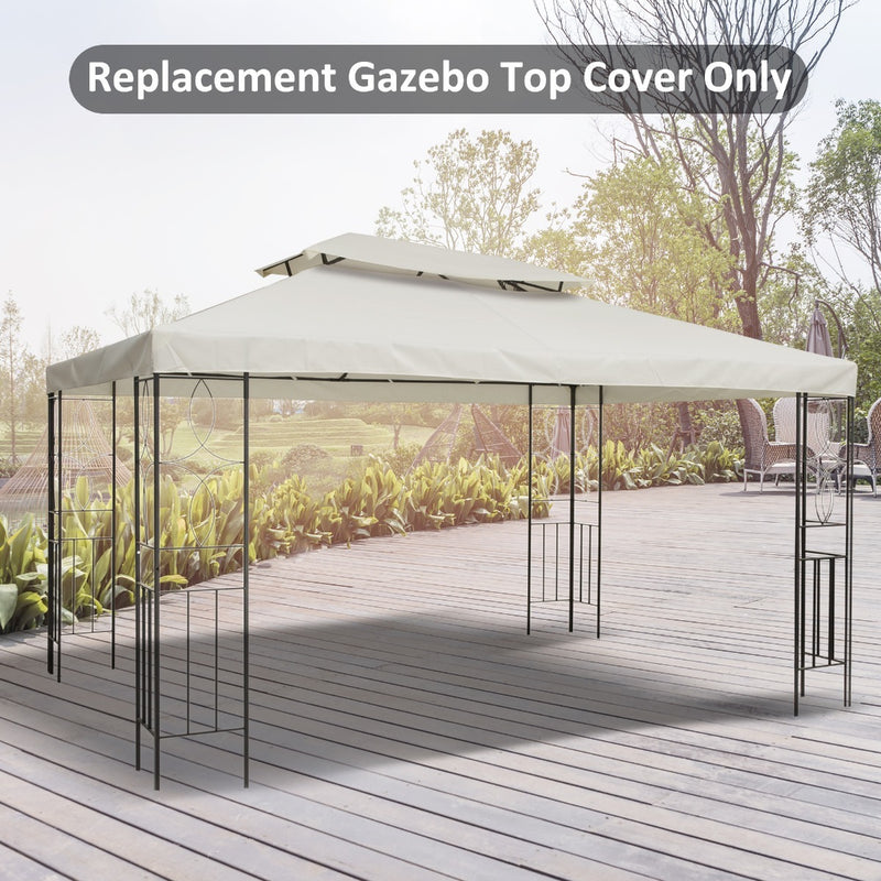 3x4 m 2-Tier Waterproof Gazebo Replacement Top-Cream-White