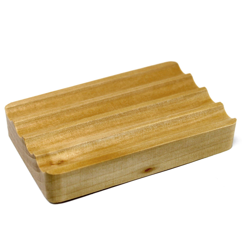 Hemu Wood Soap Dish - Corrugated - Per case: 1 Piece